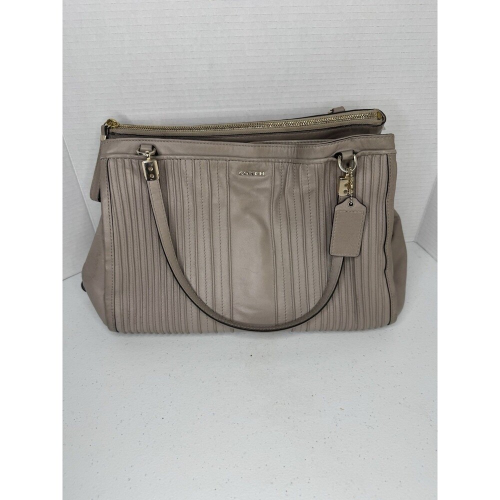 Coach Madison Cafe Carryall  Pintuck Leather 27889 Taupe Large Handbag